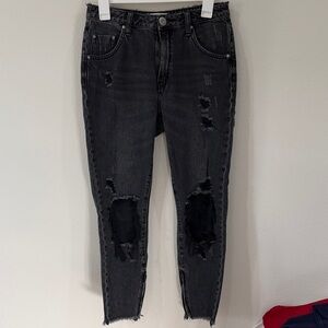 One X Oneteaspoon Black Distressed Women’s Jeans - Classic Ripped Slim Fit